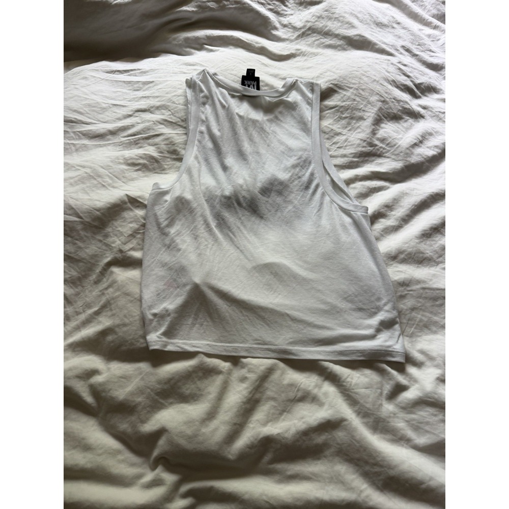 Ivy Park Beyoncé Logo Muscle‎ Tank Top White Oversized Athleisure Size S - Picture 10 of 10
